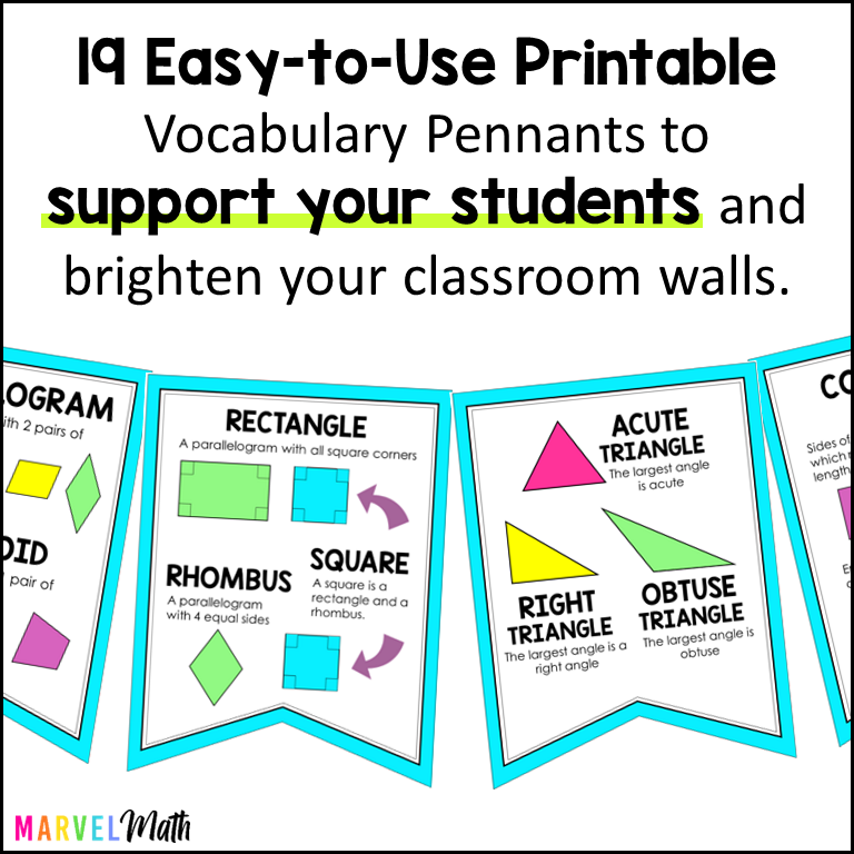 4th Grade Addition & Subtraction Word Wall Vocabulary Bunting