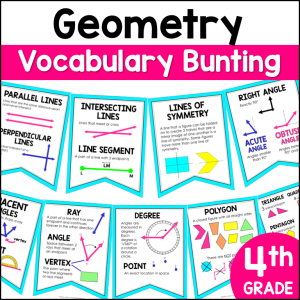 4th Grade Geometry Word Wall Vocabulary Bunting