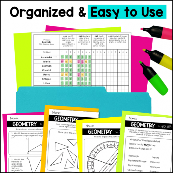 4th grade Geometry Exit Tickets