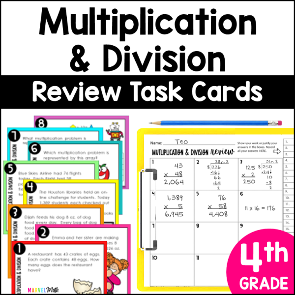 4th Grade Multiplication & Division STAAR Review Task Cards