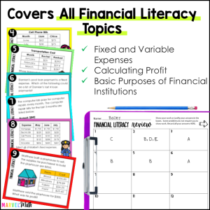 4th Grade Financial Literacy STAAR Review Task Cards - Printable ...