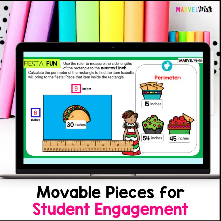 Perimeter - Measuring with a Ruler to Find Sides - Digital Activities +  Video Lesson - Marvel Math