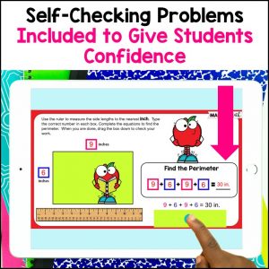 Perimeter - Measuring with a Ruler to Find Sides - Digital Activities +  Video Lesson - Marvel Math