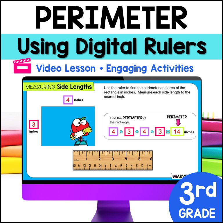 Perimeter - Measuring with a Ruler to Find Sides - Digital Activities +  Video Lesson - Marvel Math
