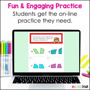 3rd Grade Geometry – STAAR Review Task Cards – Digital – Marvel Math