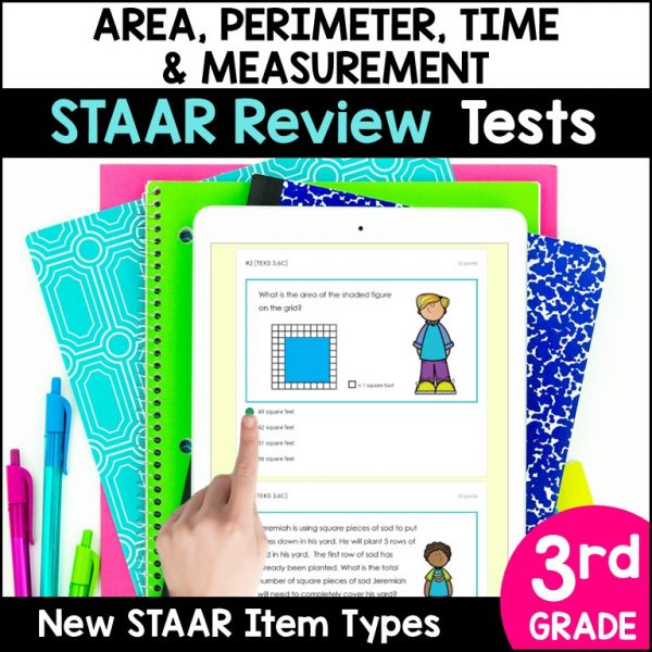 3rd Grade Area, Perimeter, Time Measurement Digital STAAR Math Review