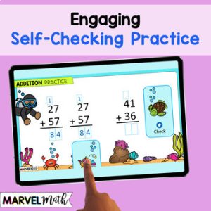 2 Digit Addition with Regrouping #1 -Using Base Ten Blocks - Marvel Math