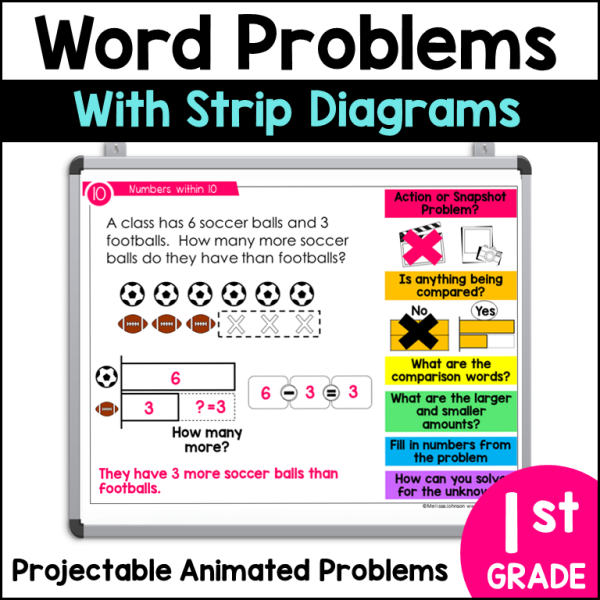 1st Grade Word Problems with Strip Diagrams