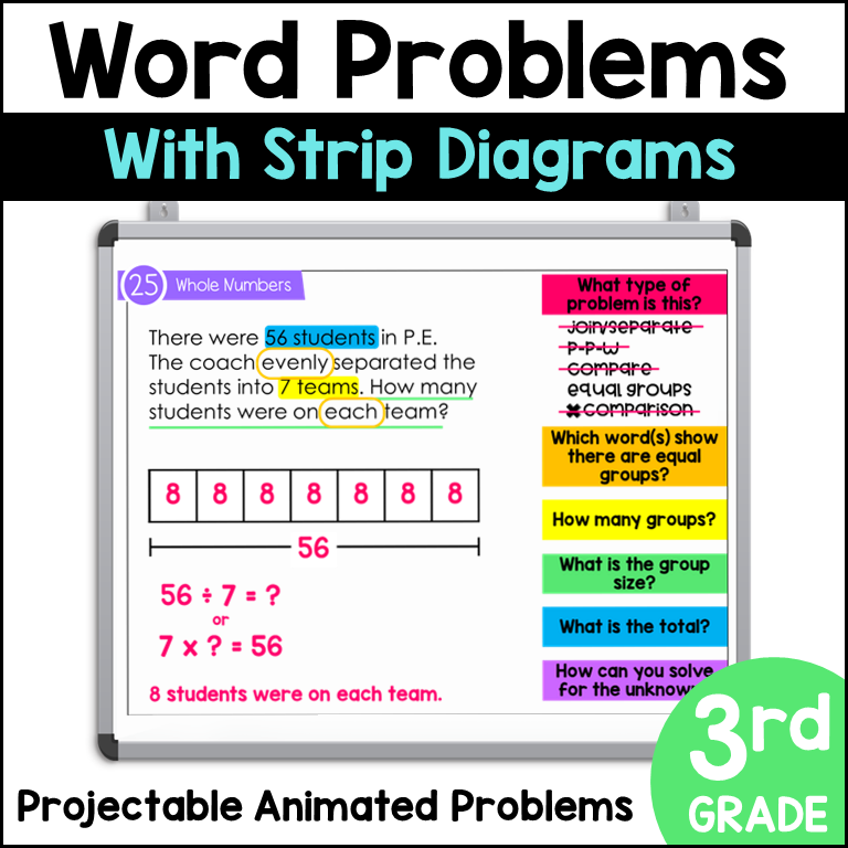 3rd Grade Step by Step Animated Word Problems Marvel Math