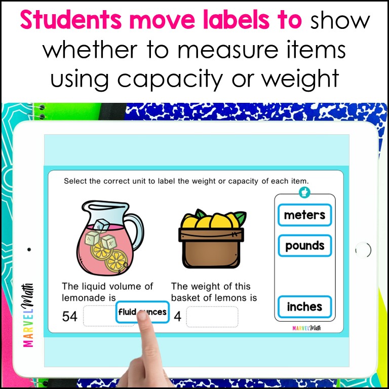 Capacity and Weight - TEKS 3.7D - Which Measurement to Use, Capacity or  Weight - Marvel Math