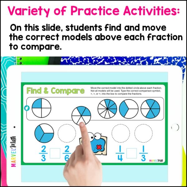 Comparing Fractions with the same numerator activity